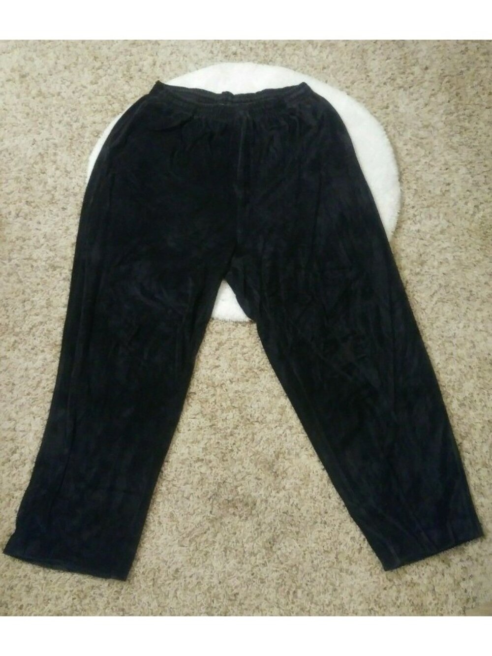 Taylor & Henry Womens Black Velour Pants Comfortable Warm Casual Pockets XL 1X